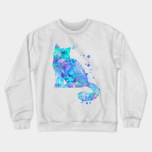 Birman Cat Watercolor Painting Crewneck Sweatshirt by Miao Miao Design